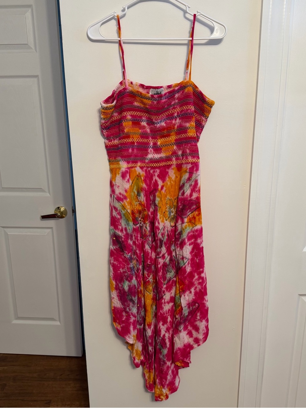 Bright Pink & Orange Tie-Dye Maxi Sundress